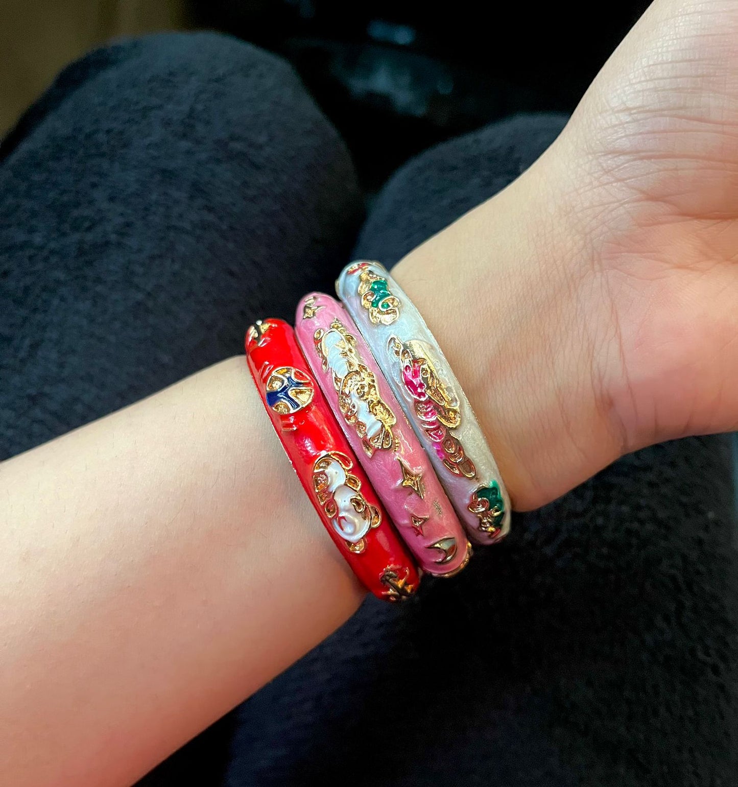 Cherry Enamel Thin Wrist/ Baby Size bracelet