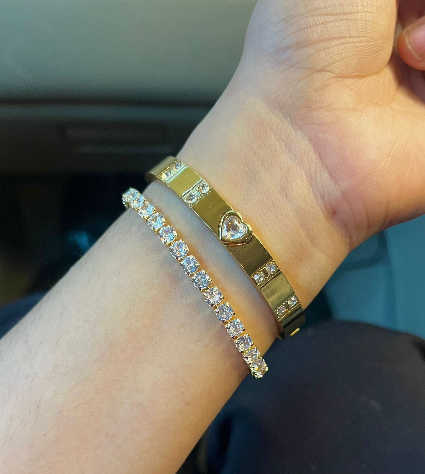 Heart Cosmo White Thin Wrist/ Baby Size bracelet Stack