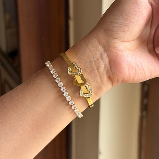 Heart loop Thin Wrist/ Baby Size bracelet Stack
