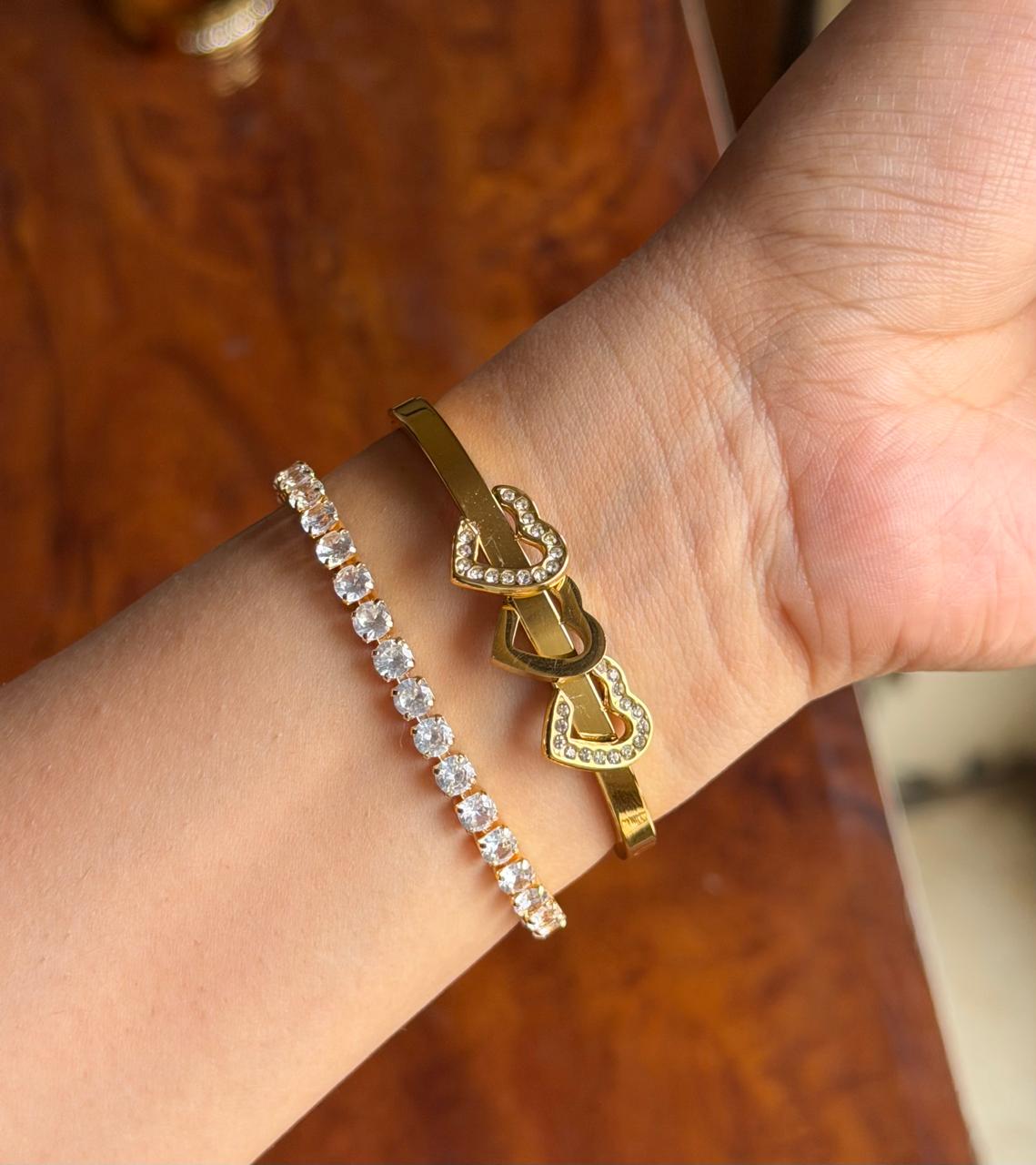 Heart loop Thin Wrist/ Baby Size bracelet Stack