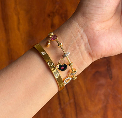 Heart Key Thin Wrist/ Baby Size bracelet Stack