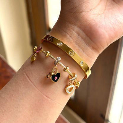 Heart Key Thin Wrist/ Baby Size bracelet Stack