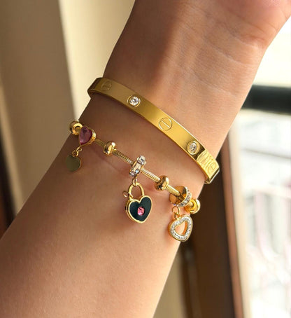 Heart Key Thin Wrist/ Baby Size bracelet Stack