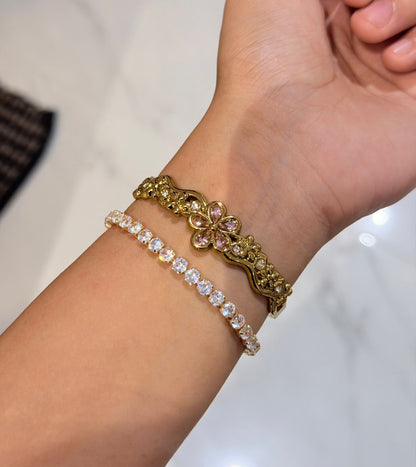 Pink Noise Thin Wrist/ Baby Size bracelet Stack