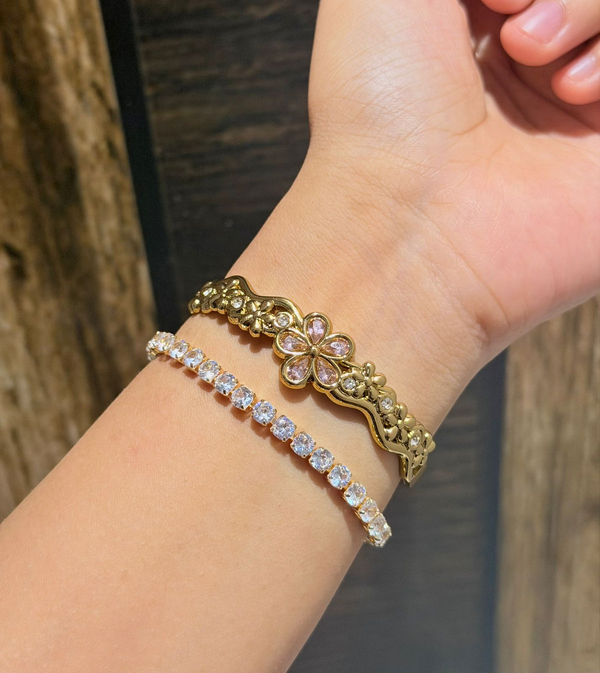 Pink Noise Thin Wrist/ Baby Size bracelet Stack