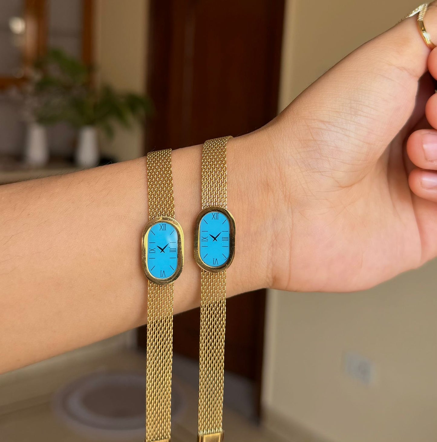 Champagne Blue Vintage Dial Bracelet