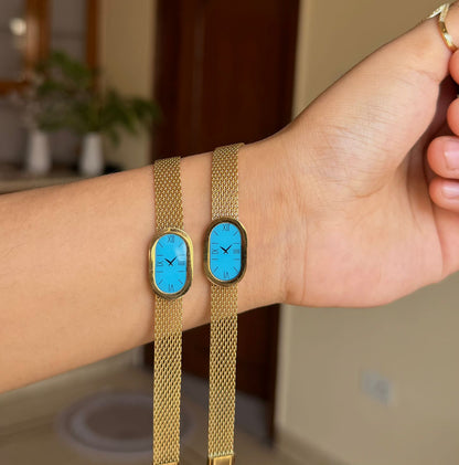 Champagne Blue Vintage Dial Bracelet