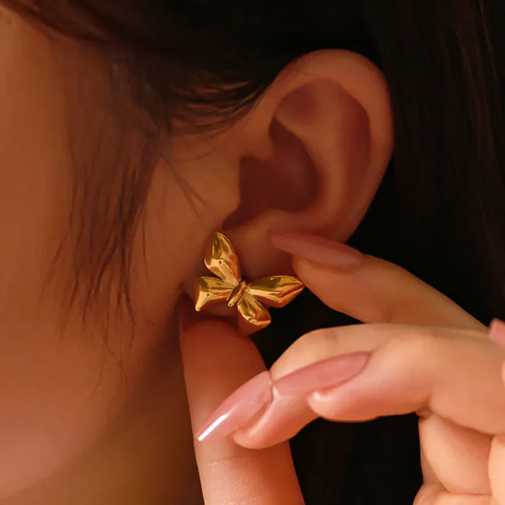 18k Gold Plated  Statement Butterfly Stud Earring