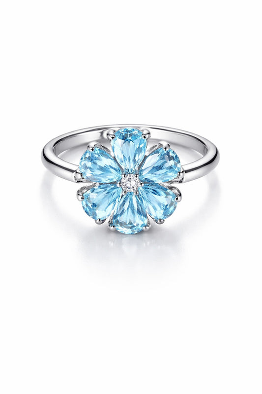 Elegance Blue Floral Ring