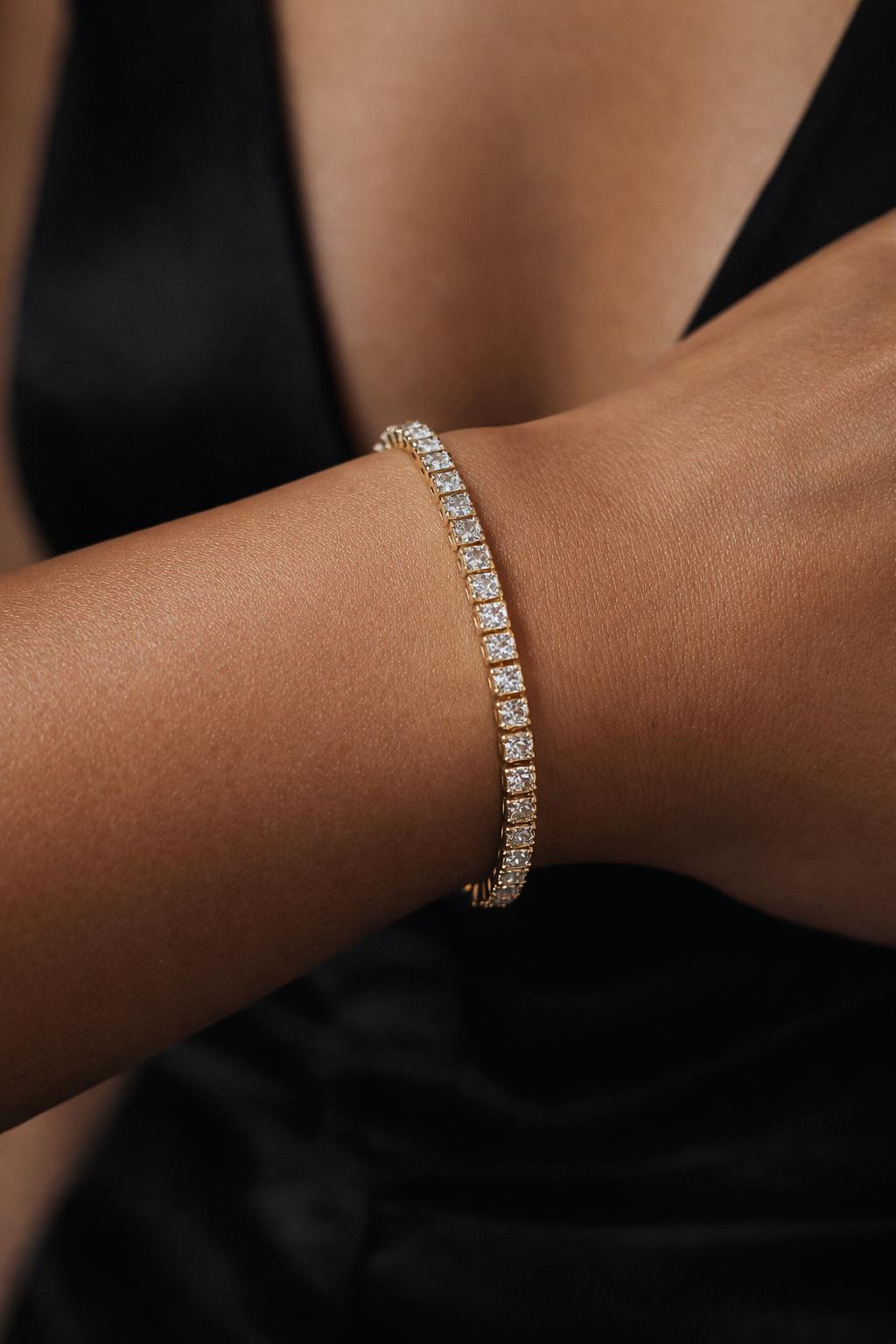 Diamond Tennis Gold Thin Wrist/ Baby Size bracelet