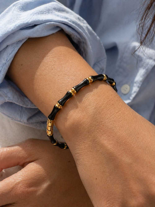 Black Enamel Bamboo Thin Wrist/ Baby Size bracelet