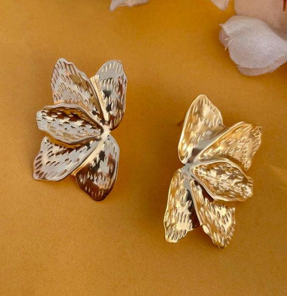 Gold Lotus Earring - Statement - SubhagAlankar