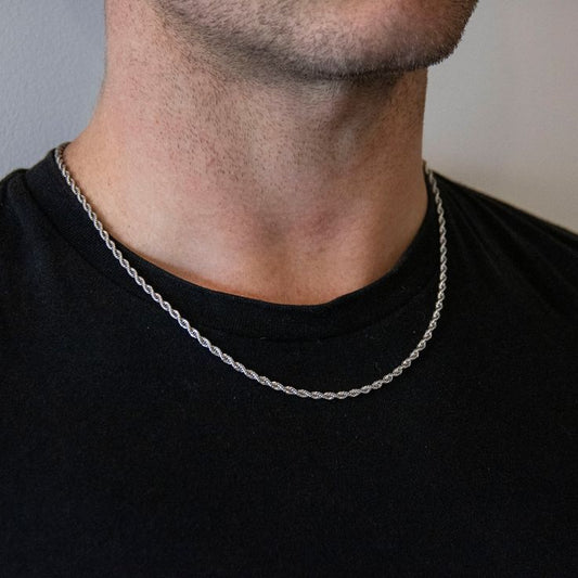 18k Silver Plated Rope Chain For Men's