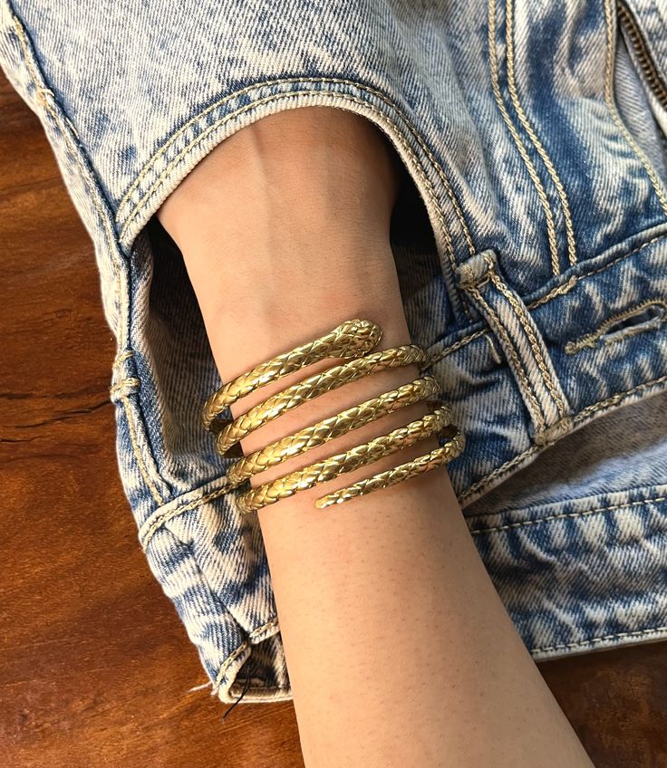 Serpent Wrap Cuff / Bracelet - 18k Gold Plated