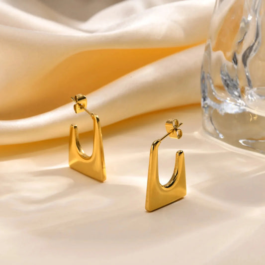 Golden Statement Square Hoops - SubhagAlankar