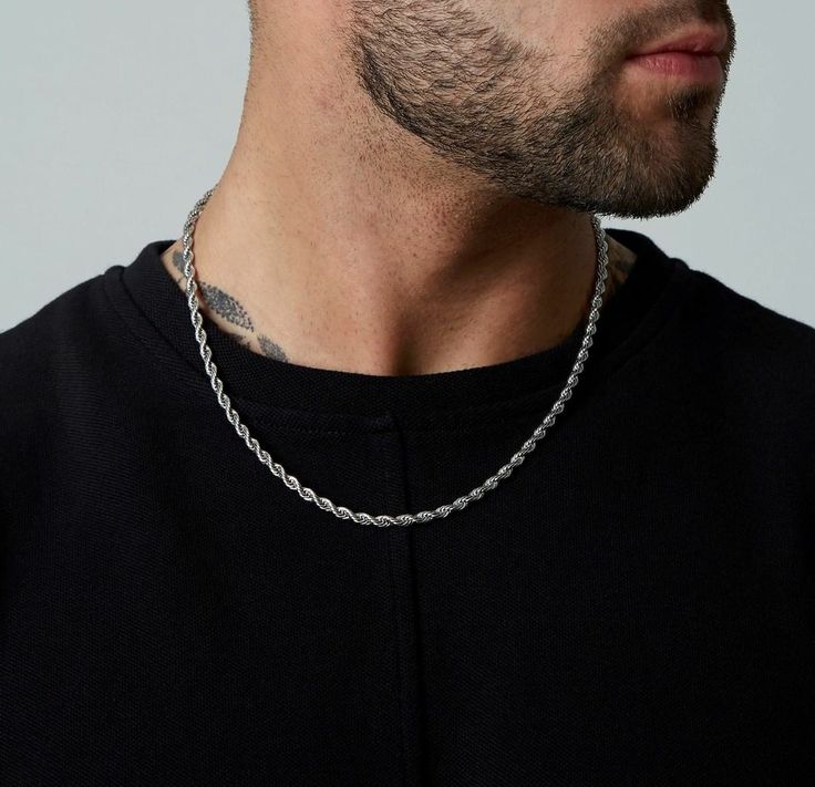 18k Silver Plated Rope Chain For Men's