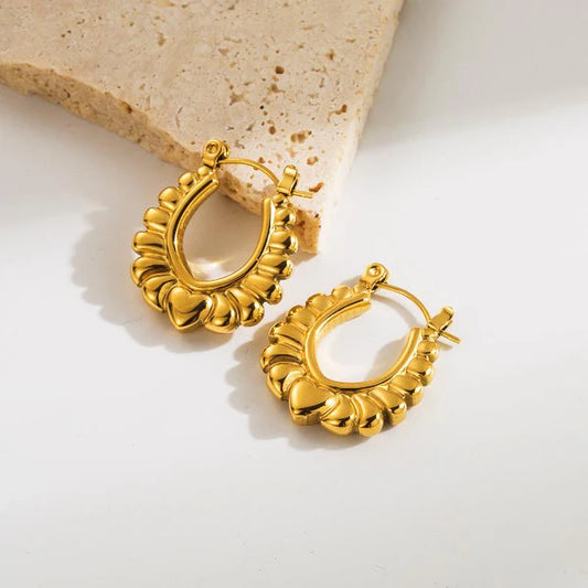 Chunky Gold Hoops with Detailing - SubhagAlankar