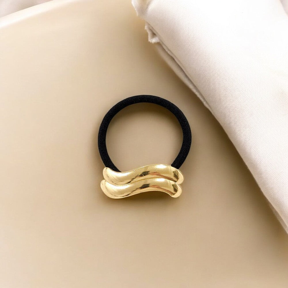 Wave Shaped Gold Hair Tie - SubhagAlankar