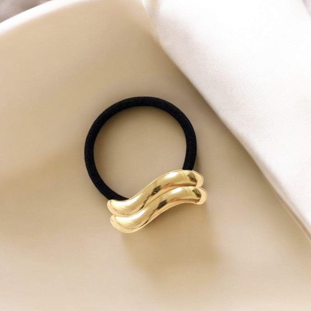 Wave Shaped Gold Hair Tie - SubhagAlankar
