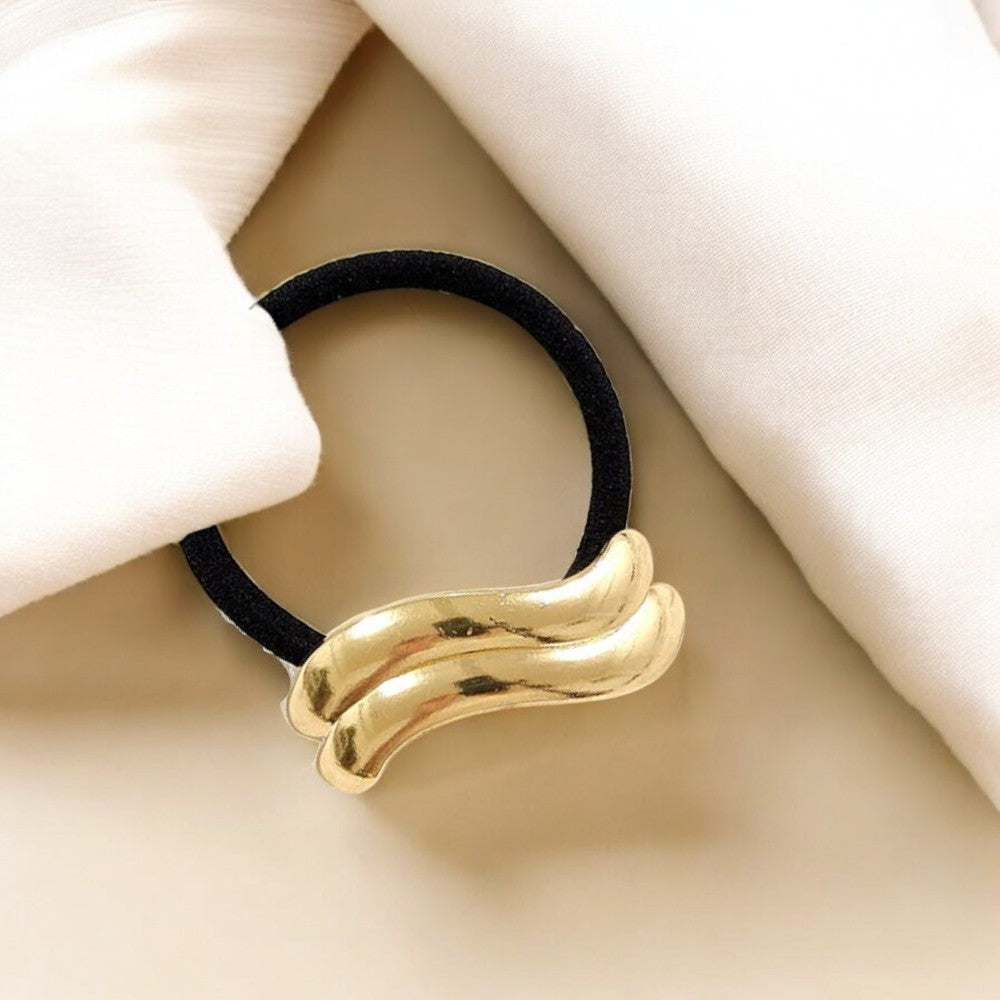 Wave Shaped Gold Hair Tie - SubhagAlankar