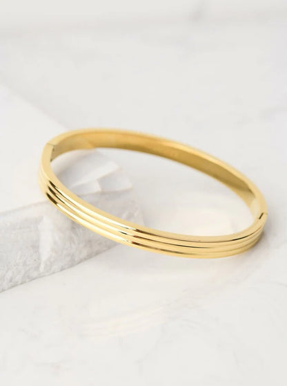 Chic Sleek Gold Finish Bangle Bracelet - SubhagAlankar