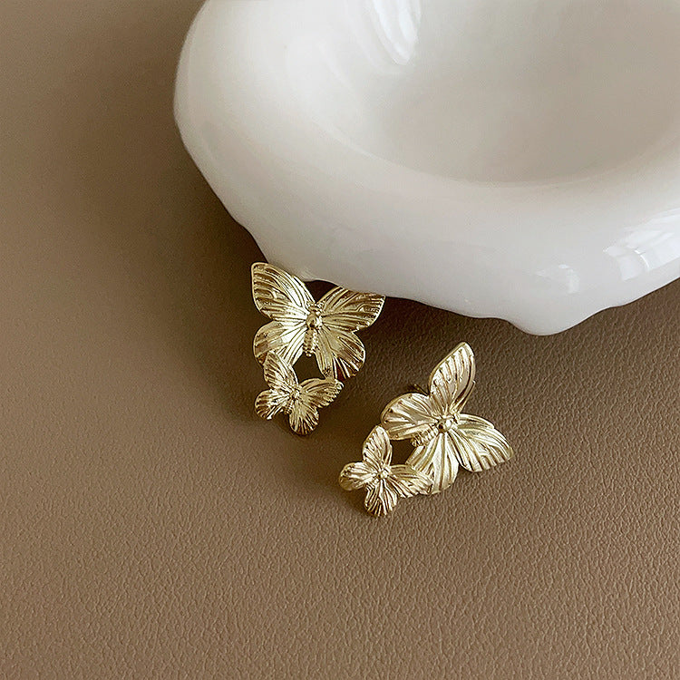 18k Gold Plated Double Butterfly Earring