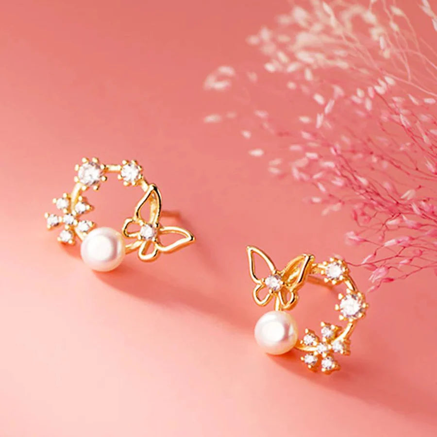 Floral Butterfly Rath Stud Earring