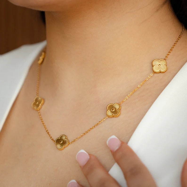 Statement Golden Clover Necklace