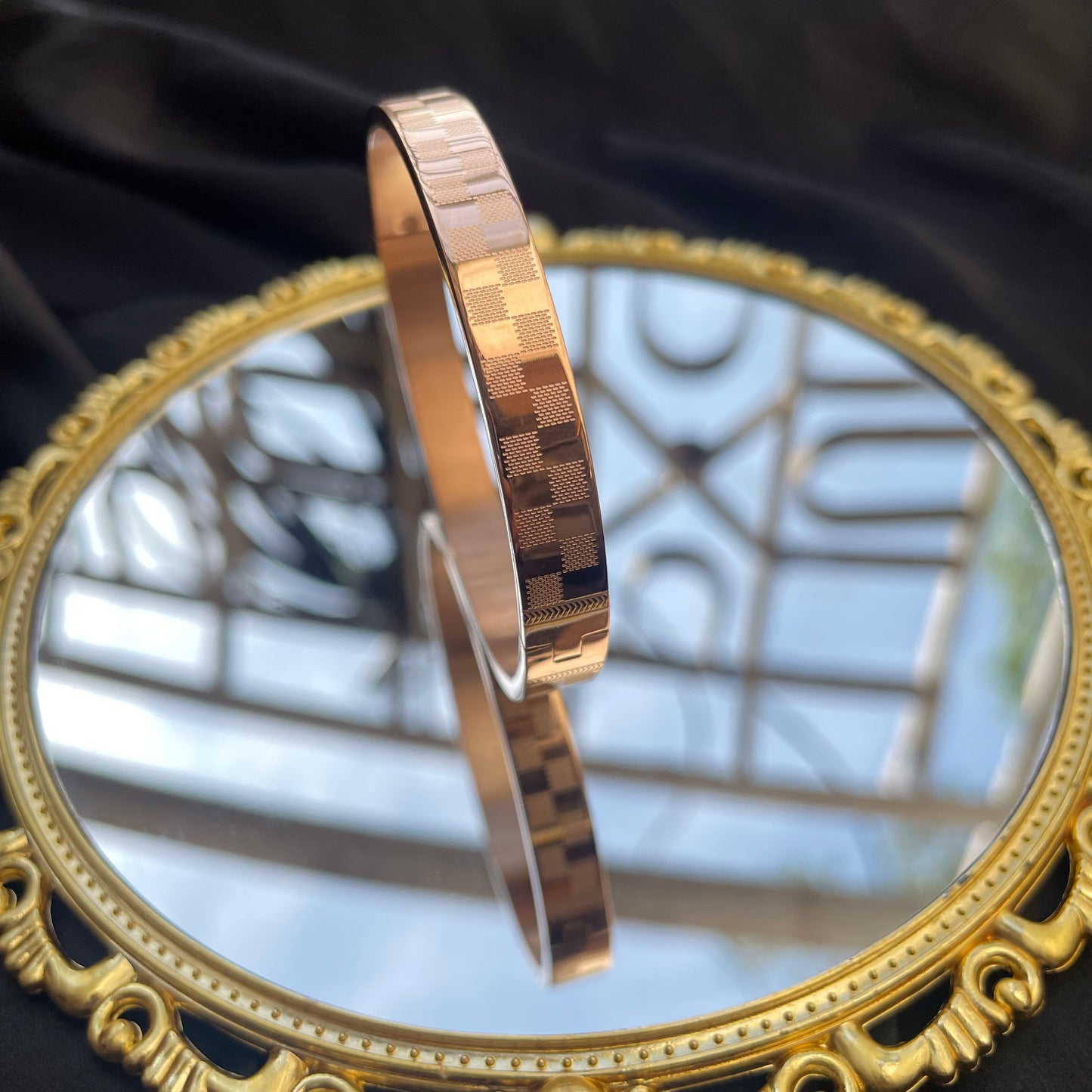 Checked Rose Gold Men's Bracelet - Stainless Steel