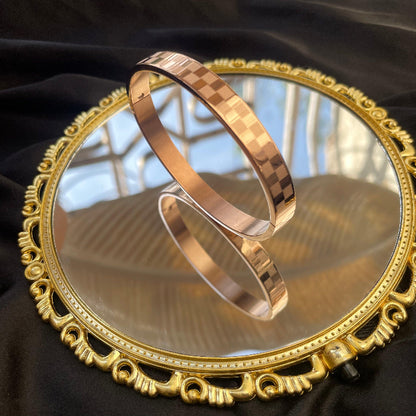 Checked Rose Gold Men's Bracelet - Stainless Steel - SubhagAlankar