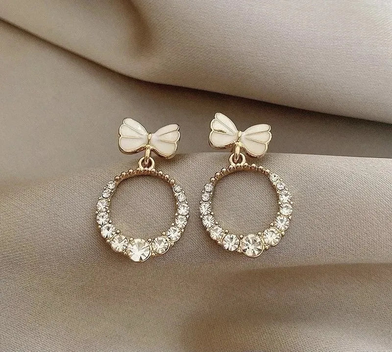 Bow Knot White Stud Earrings