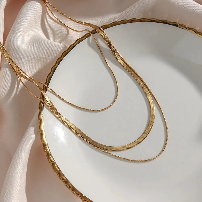 Triple Layer Snake Chain Necklace - SubhagAlankar