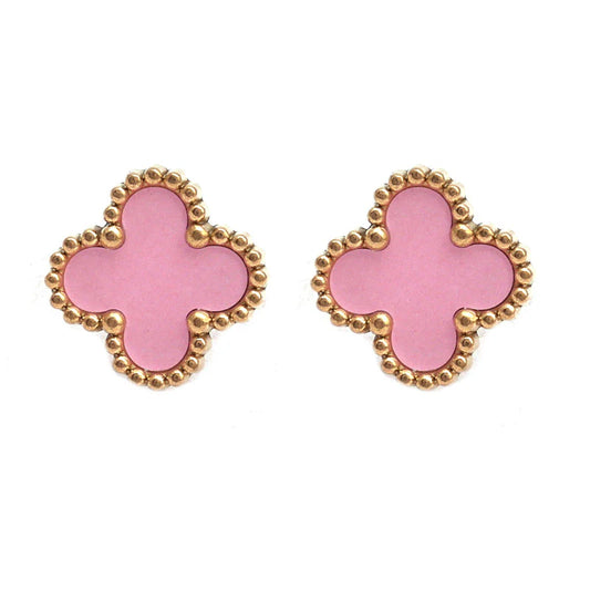 Statement Pink Clover Studs