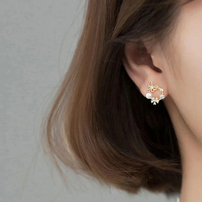 Floral Butterfly Rath Stud Earring - SubhagAlankar