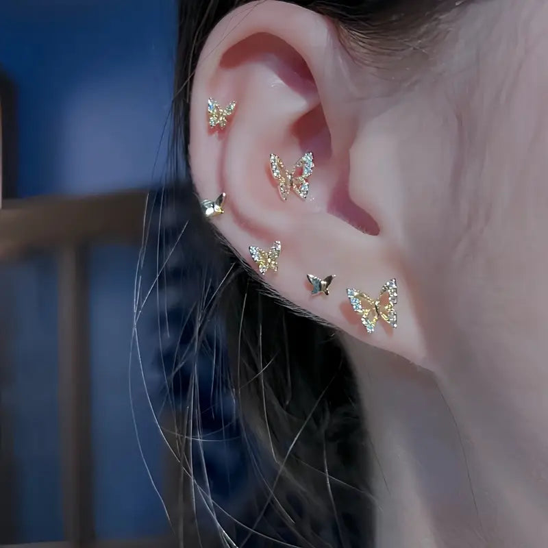Dainty Butterfly Charm Studs Set - SubhagAlankar