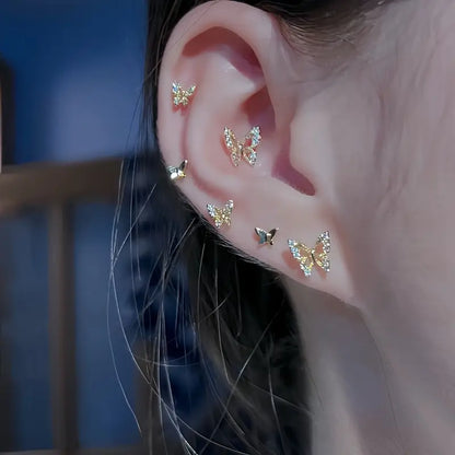 Dainty Butterfly Charm Studs Set - SubhagAlankar