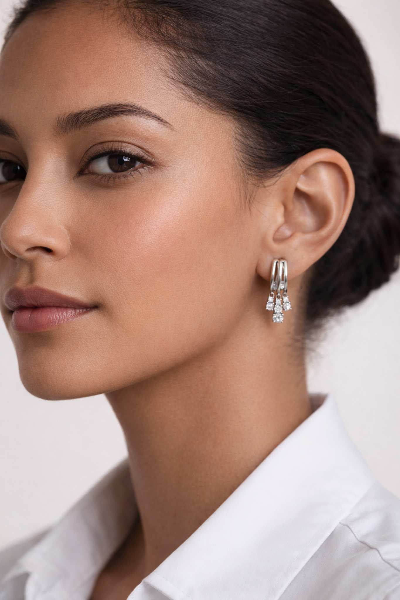 Ophelia Silver Diamond Drop - Platinum plated