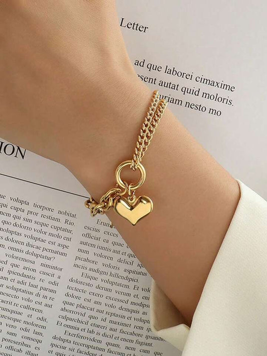 Bold Chain Heart Bracelet