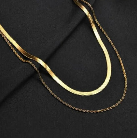 Stack it Up- 14k Gold Plated Double Layer Necklace For Men