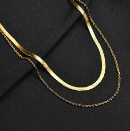 Stack it Up- 14k Gold Plated Double Layer Necklace For Men - SubhagAlankar