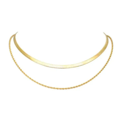 Stack it Up- 14k Gold Plated Double Layer Necklace For Men