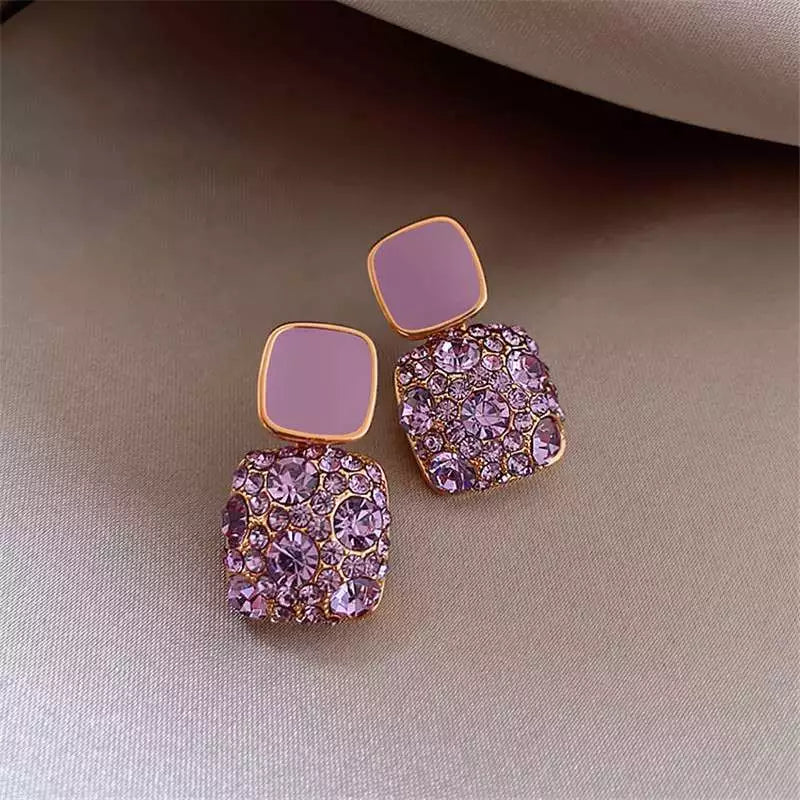 Elegant Purple Stone Drop Earring