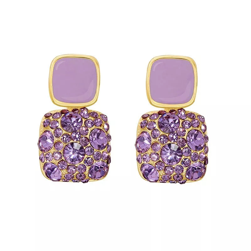 Elegant Purple Stone Drop Earring