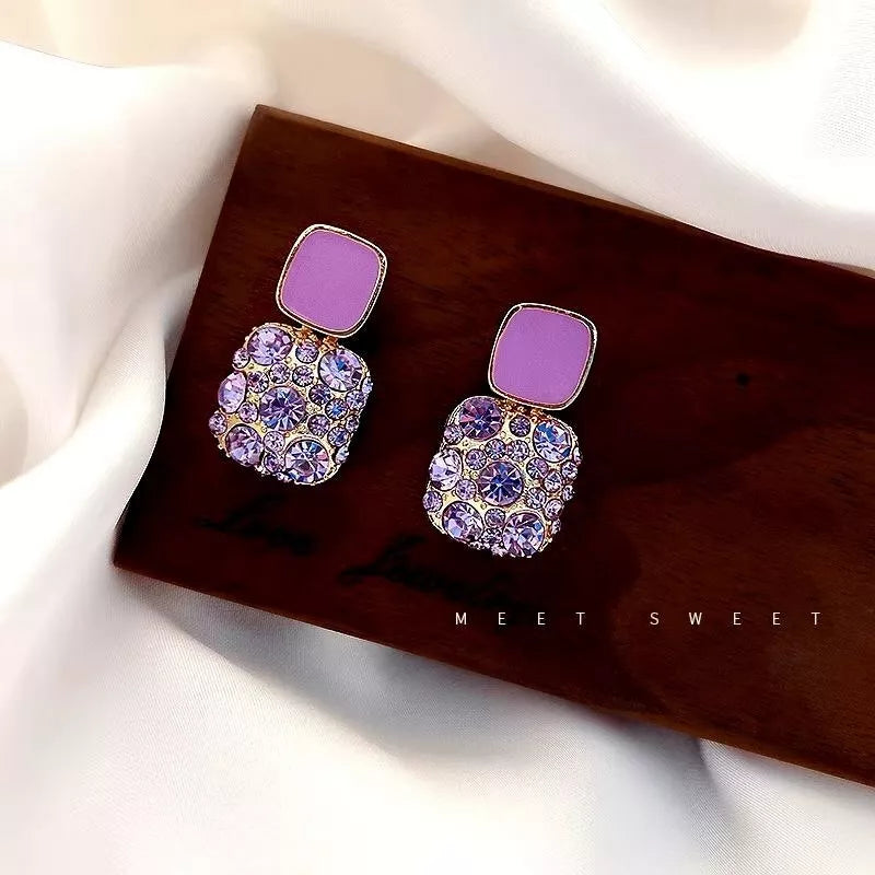 Elegant Purple Stone Drop Earring