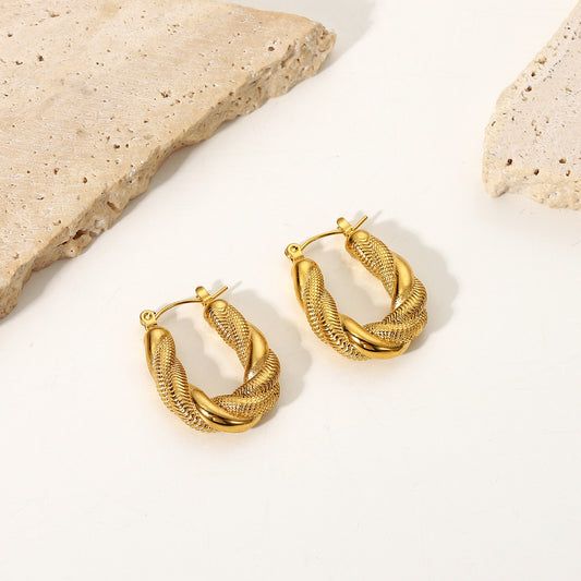18K Gold Plated Textured Twist Hoop
