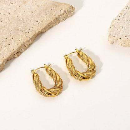 18K Gold Plated Textured Twist Hoop