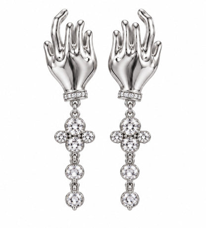 Hot Hands- Silver Statement earrings