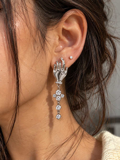 Hot Hands- Silver Statement earrings