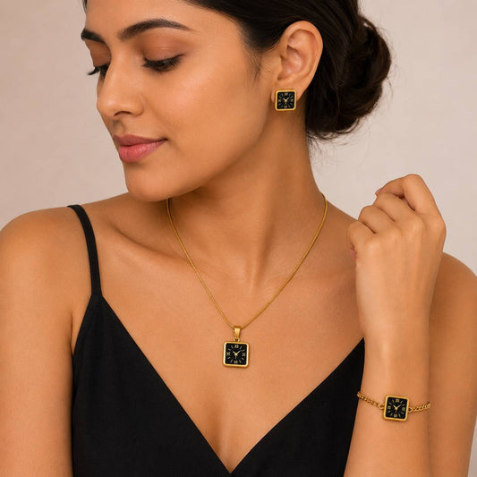 Square Vintage Dial Jewellery Set