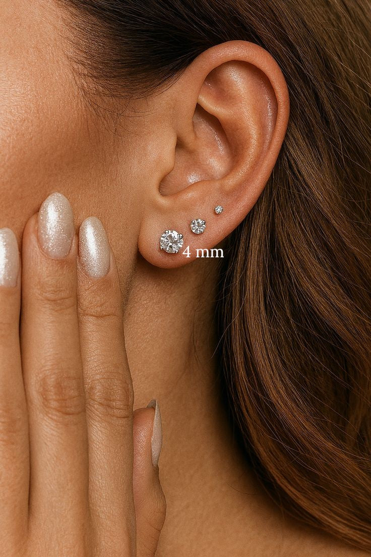 Classic 4mm Diamond Stud - 18k Gold Plated